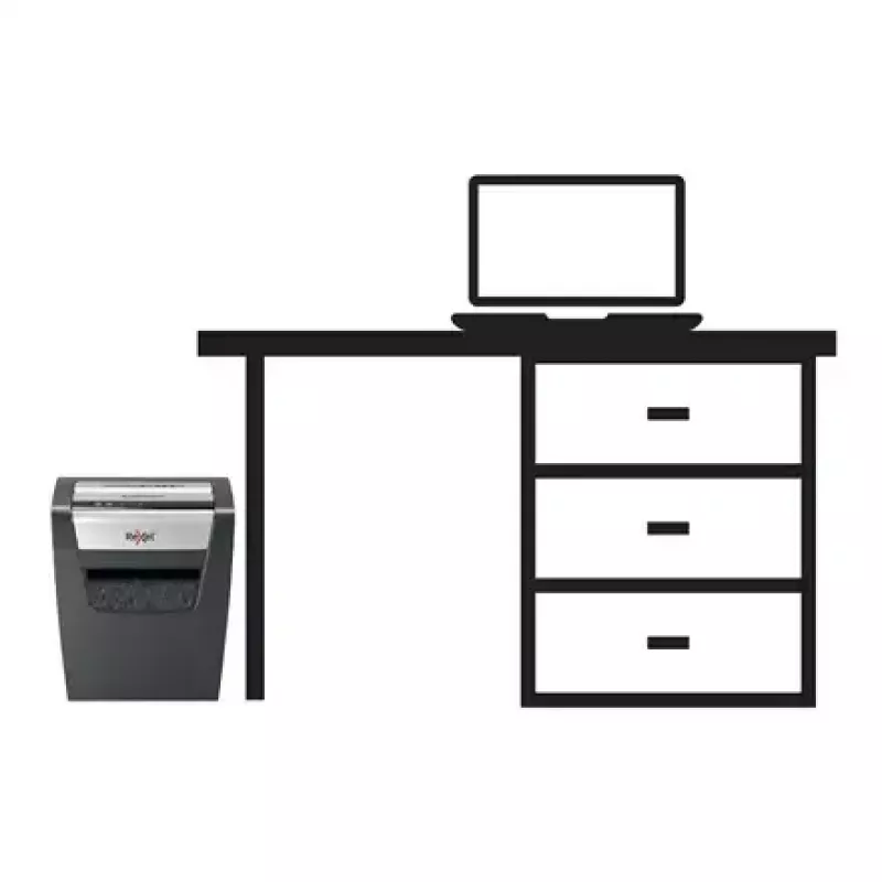 Niszczarka papieru REXEL Momentum X410 — ścinki cząsteczkowe P-4, 4 x 28 mm, pojemność 10 arkuszy, kosz 23 l, mechanizm przeciwzatarciowy