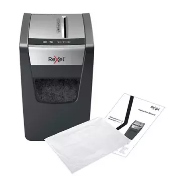 Niszczarka REXEL Momentum X312-SL — cięcie na cząstki 5 x 42 mm, pojemność 12 arkuszy, kosz 23 l, sterowanie przyciskami