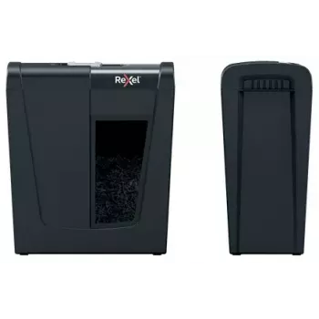 Niszczarka dokumentów REXEL Secure S5 — niszczarka paskowa, pojemność 5 arkuszy, cięcie 6 mm, kosz 10 l, poziom bezpieczeństwa P-2, czarny