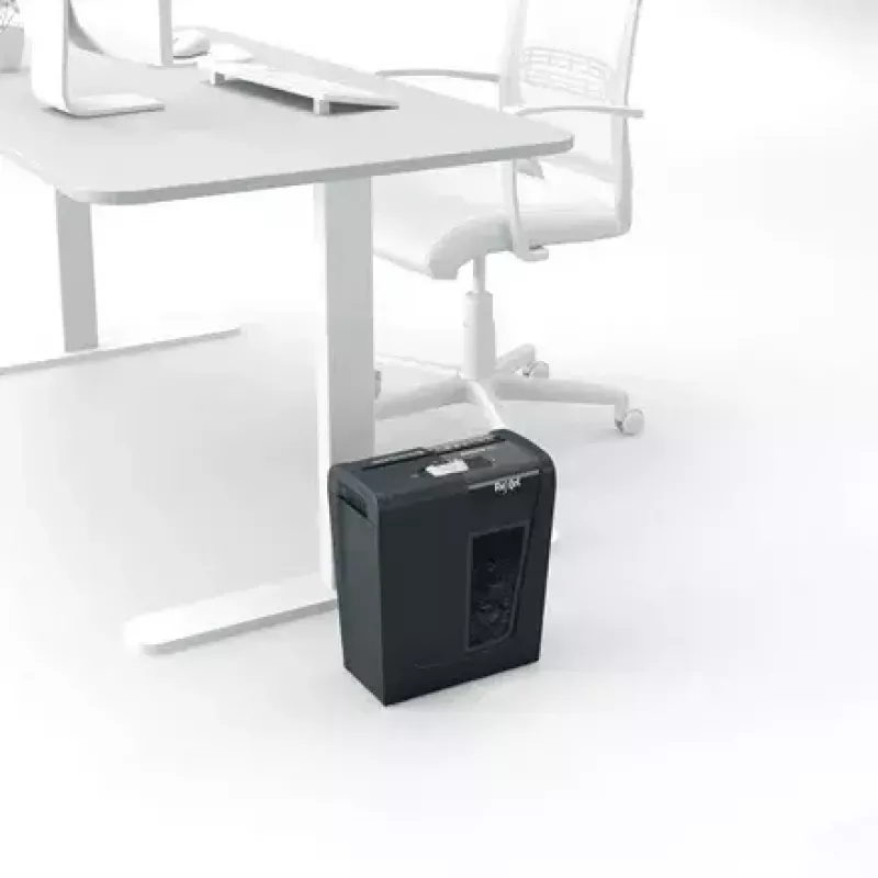 Niszczarka dokumentów REXEL Secure S5 — niszczarka paskowa, pojemność 5 arkuszy, cięcie 6 mm, kosz 10 l, poziom bezpieczeństwa P-2, czarny