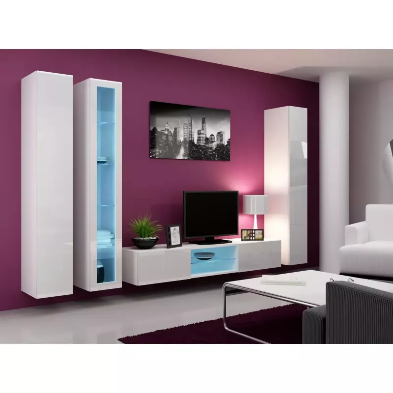 Gablota wisząca Cama Meble VIGO 180 przeszklona 1800×400×300 mm biały/biały połysk