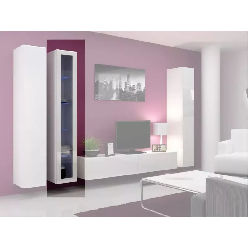 Gablota wisząca Cama Meble VIGO 180 przeszklona 1800×400×300 mm biały/biały połysk