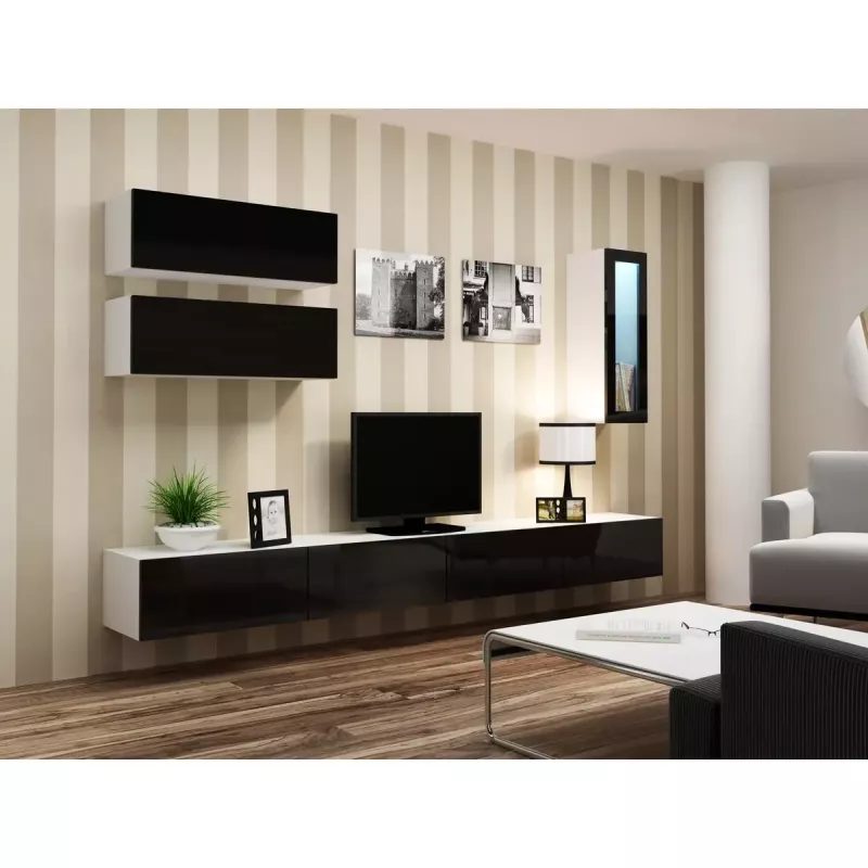 Gablota wystawowa cama meble VIGO 90 — gablota ścienna 90×350×320 mm biały/czarny połysk