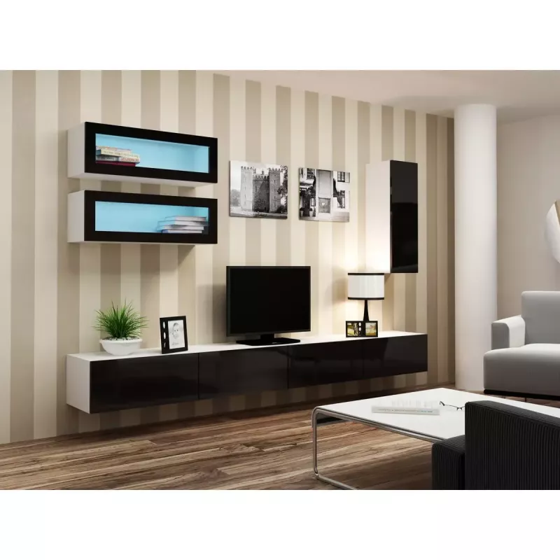 Gablota wystawowa cama meble VIGO 90 — gablota ścienna 90×350×320 mm biały/czarny połysk