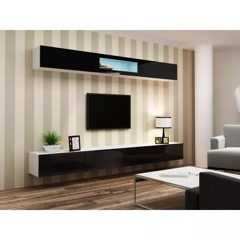 Gablota wystawowa cama meble VIGO 90 — gablota ścienna 90×350×320 mm biały/czarny połysk
