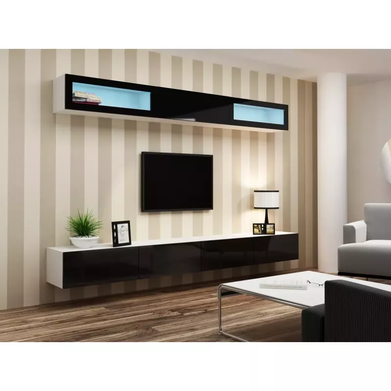Gablota wystawowa cama meble VIGO 90 — gablota ścienna 90×350×320 mm biały/czarny połysk