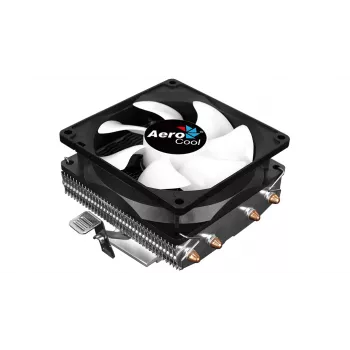 Chłodzenie CPU AEROCOOL Air Frost 4 — 4 rurki cieplne, wentylator 90 mm, TDP 125 W, aluminiowe żeberka, czarny