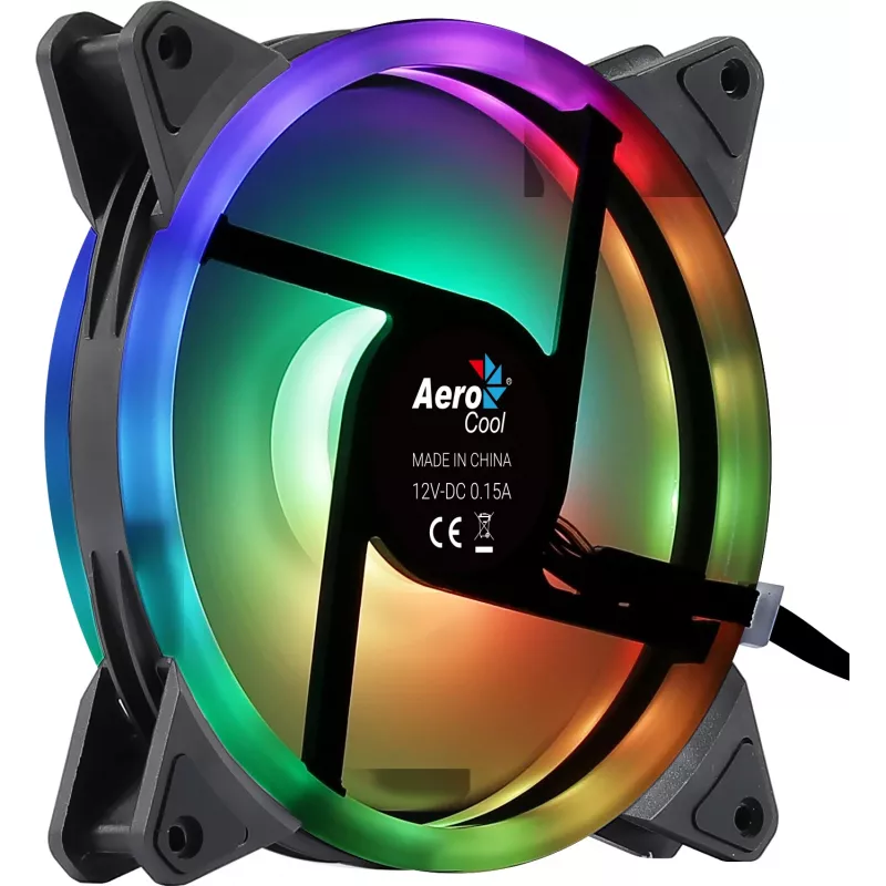 Aerocool DUO14 Wentylator PC 14cm ARGB LED podwójny pierścień antywibracyjny 6 pinów czarny