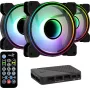 Aerocool MIRAGE12PRO Kit 3x wentylator PC 12cm ARGB 6 pinów Hub Cichy Czarny