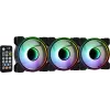 Aerocool MIRAGE12PRO Kit 3x wentylator PC 12cm ARGB 6 pinów Hub Cichy Czarny