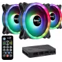 Aerocool DUO12PRO zestaw 3x wentylator 12 cm ARGB LED podwójny pierścień antywibracyjny 6 pinów, czarny