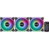 Aerocool DUO12PRO zestaw 3x wentylator 12 cm ARGB LED podwójny pierścień antywibracyjny 6 pinów, czarny