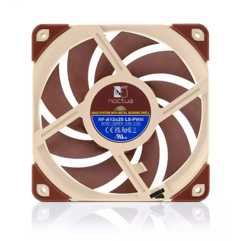 Wentylator Noctua 120 mm NF-A12x25, 120×25 mm, 12 V 0,6 W, 4-pin PWM, 450–1200 RPM, 55,7 m³/h, łożysko SSO, kabel 0,5 m