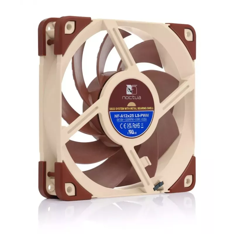 Wentylator Noctua 120 mm NF-A12x25, 120×25 mm, 12 V 0,6 W, 4-pin PWM, 450–1200 RPM, 55,7 m³/h, łożysko SSO, kabel 0,5 m