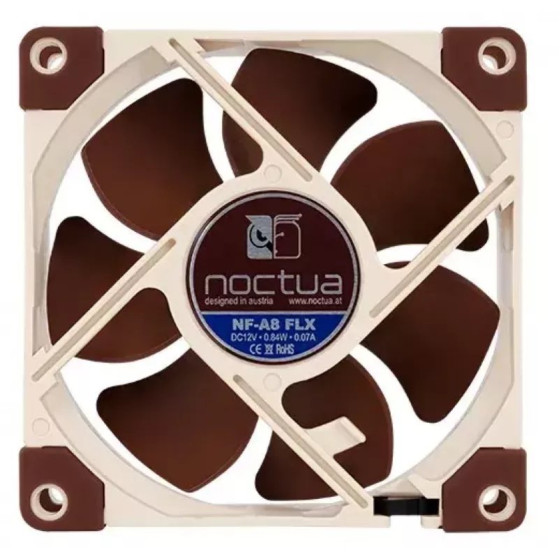 Wentylator obudowy Noctua NF-A8 FLX 80 mm, 12 V, 2000 RPM, 50,4 m³/h, 0,84 W, wysokość 25 mm