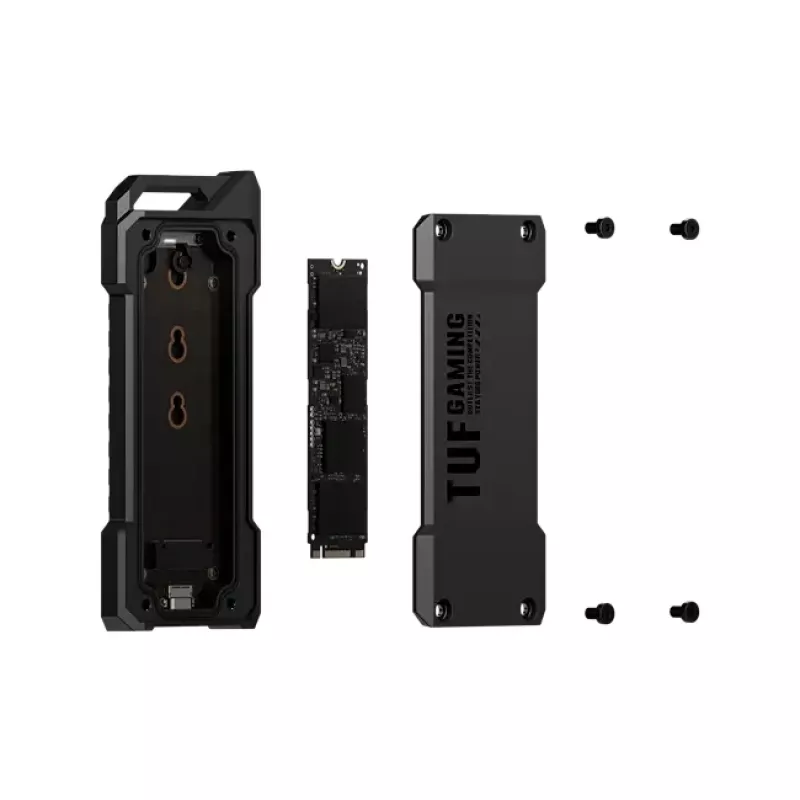 SSD enclosure ASUS ESD-T1A/BLK/G/AS — M.2 (SATA/PCIe) single-bay, USB-C 3.2 Gen2, 10 Gbit/s, Czarny, key lock