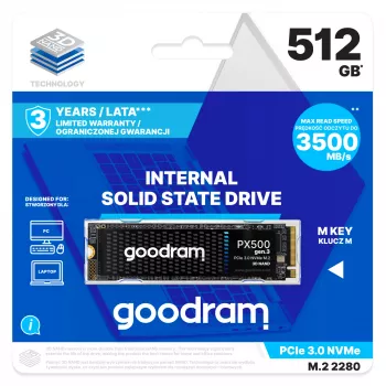 Goodram PX500 GEN.3 SSDPR-PX500-512-80-G3 wewnętrzny dysk półprzewodnikowy 512 GB M.2 PCI Express 3.0 NVMe 3D NAND