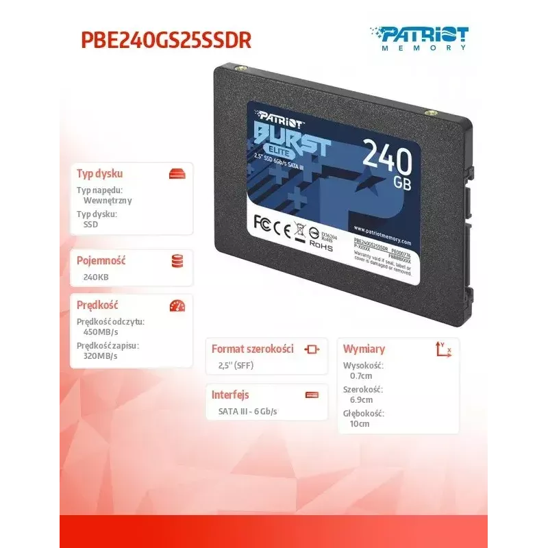 Patriot SSD Memory Burst Elite 240GB PATRIOT Burst Elite 450/320MBs