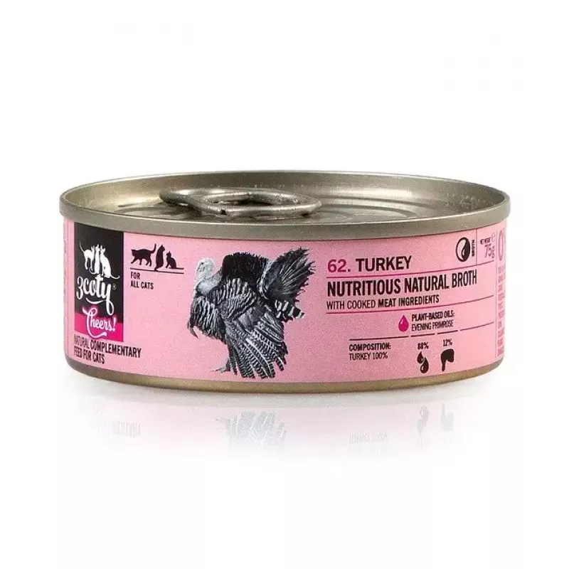 Mokra karma dla kota 3coty Turkey Cheers 75 g — dorosłe koty, uzupełniająca…