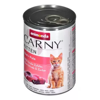 Mokra karma dla kota animonda Carny Kitten Wołowina i indyk 400 g puszka, 80% wilgotności, 10,5% białka, dla młodych kociąt