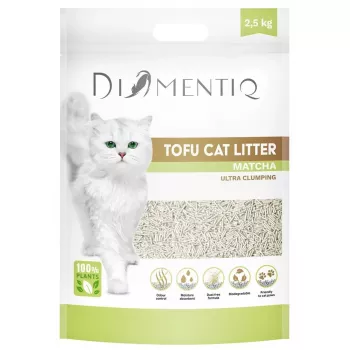 Zbrylający żwirek tofu dla kotów DIAMENTIQ Matcha Ultra, włókno grochowe, bezpyłowy, 2,5 kg
