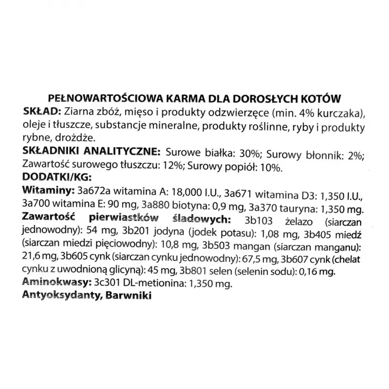 Sucha karma dla kota DIVINUS Cat Complete 20 kg — karma dla dorosłych kotów, kurczak, 30% białka, 12% tłuszczu
