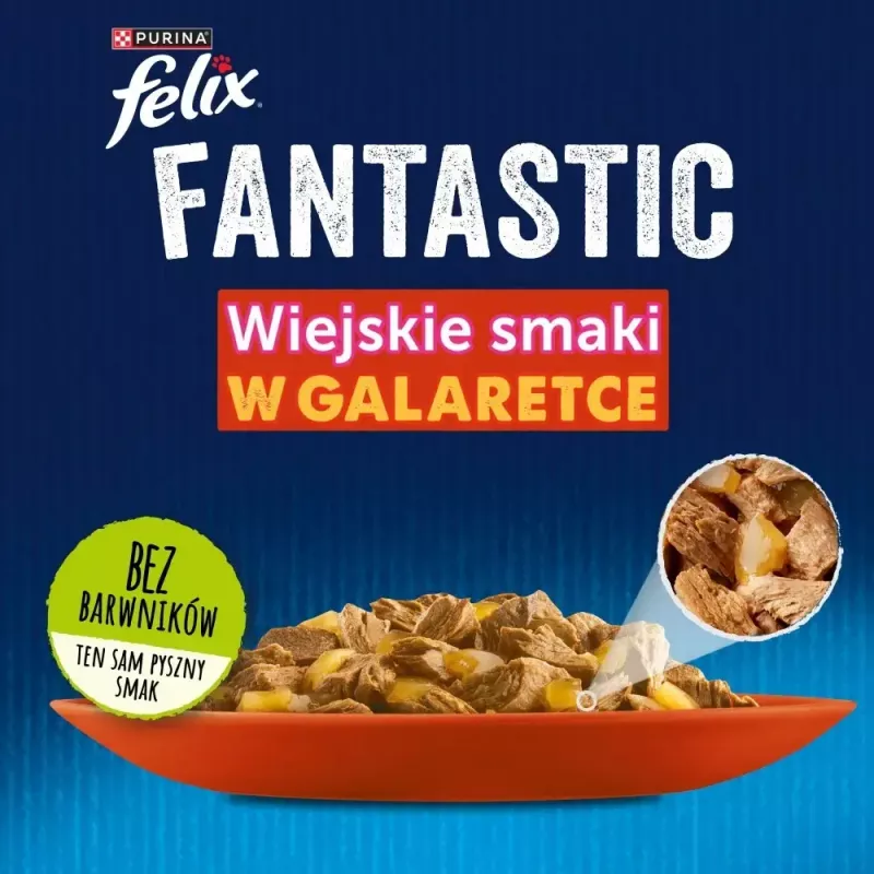 Mokra karma dla kotów Purina Nestlé PURINA Felix Countryside Selection multipack 120×85 g saszetek, dla dorosłych kotów, mieszane smaki, bezglutenowa