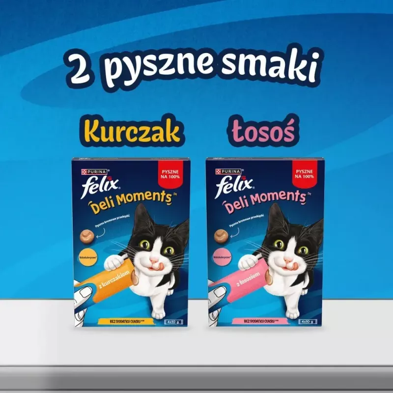 Mokre przysmaki dla kota Purina Felix Deli Moments Pasta z łososiem 4 x 10 g tubka