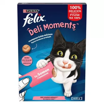 Mokre przysmaki dla kota Purina Felix Deli Moments Pasta z łososiem 4 x 10 g tubka