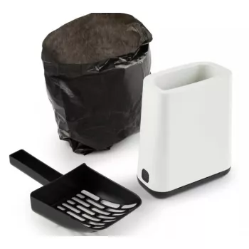 Rotho pojemnik do przechowywania BIALA czarny na łopatkę do kuwety dla kota 91×162×290 mm, plastik, w zestawie worki na odchody
