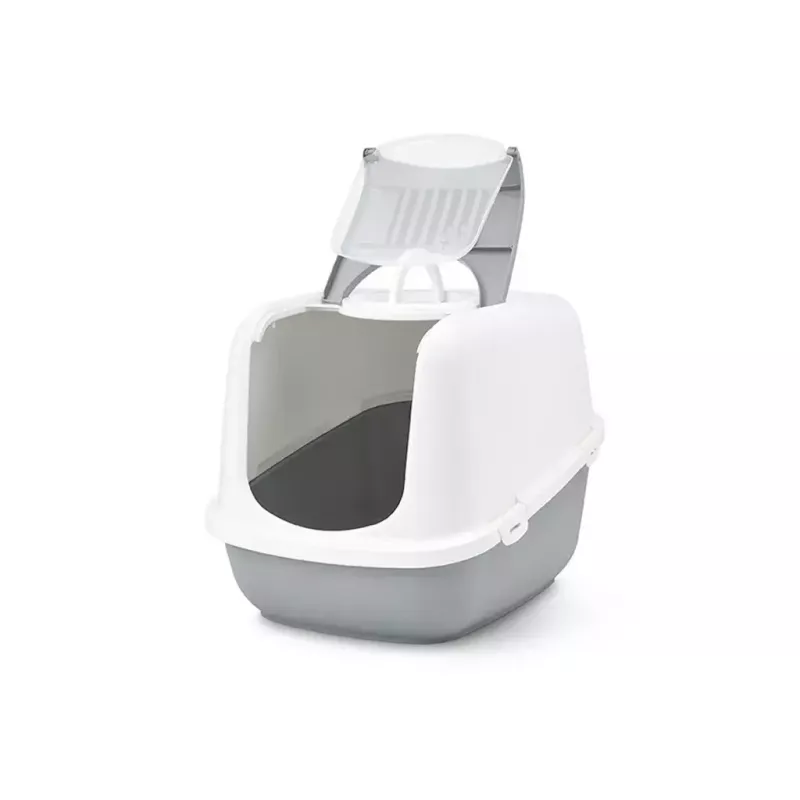 Kryta kuweta Savic Nestor Jumbo szaro-biała 665×485×465 mm, plastik, wysokość 465 mm
