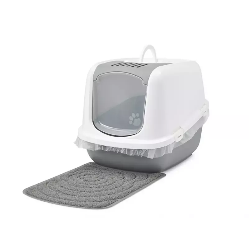 Kryta kuweta Savic Nestor Jumbo szaro-biała 665×485×465 mm, plastik, wysokość 465 mm