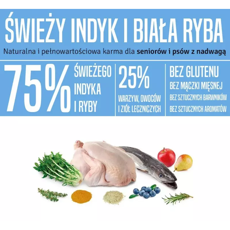 Sucha karma dla psa ARQUIVET Fresh Senior & Light z indykiem i rybą, 10 kg, 26% białka, 10% tłuszczu