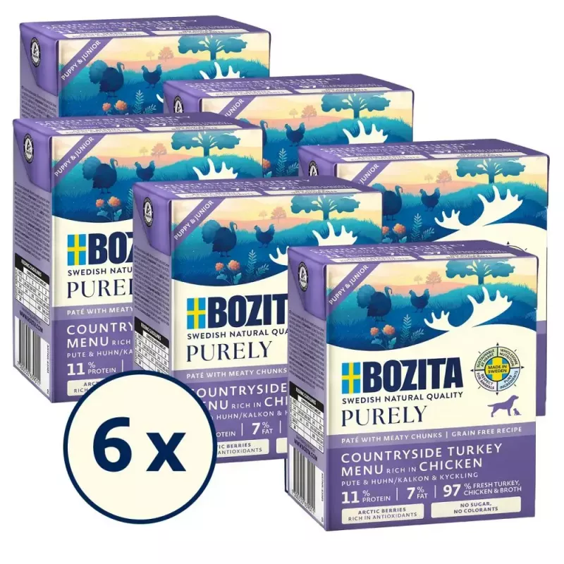 Bozita Purely Paté Duoprotein Junior mokra karma dla psów z kurczakiem i indykiem, 370 g