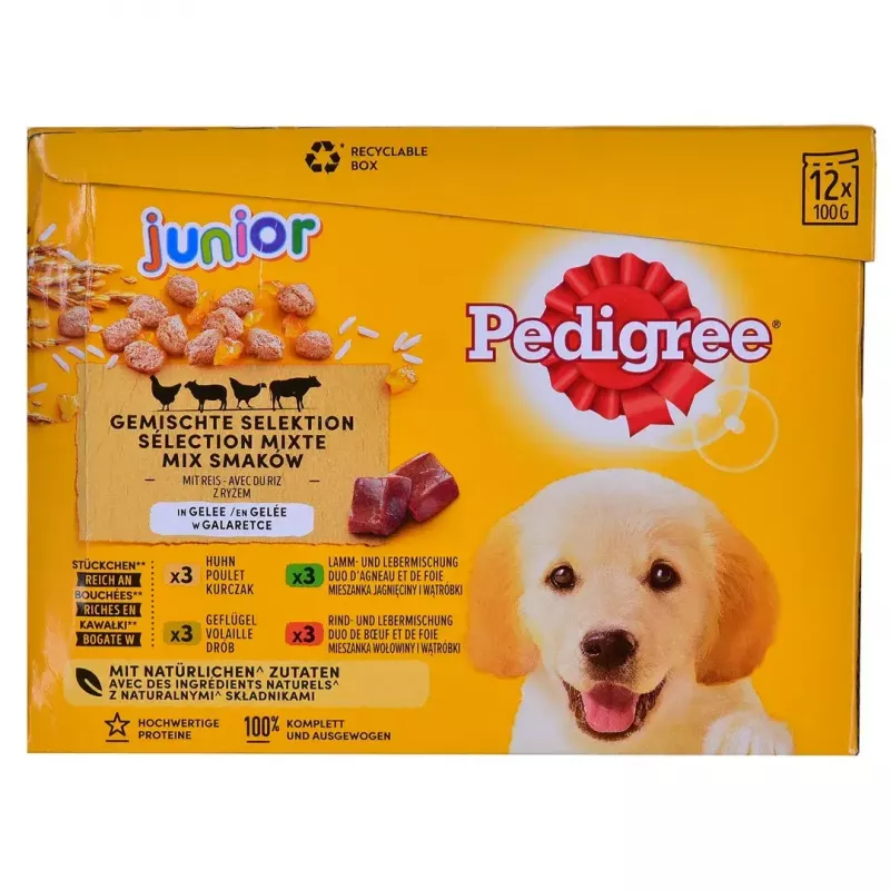 Pedigree Junior Selection Mix mokra karma dla psów, 12 x 100 g