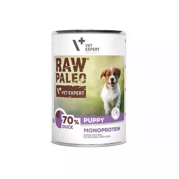 VETEXPERT RAW PALEO Puppy Monoprotein kaczka, mokra karma dla szczeniąt, 400 g