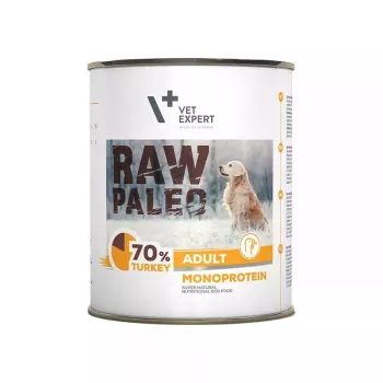 Mokra karma dla psa VETEXPERT RAW PALEO Adult Monoprotein Turkey 800 g puszka, bezzbożowa, bezglutenowa, dla alergii pokarmowych