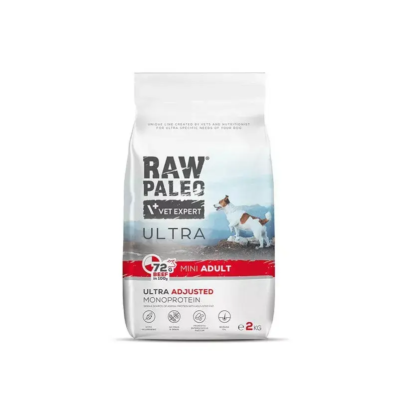 VETEXPERT RAW PALEO Ultra Mini Adult wołowina, sucha karma dla psów, 2 kg