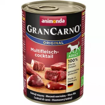 Karma mokra dla psa Animonda GranCarno Oryginalny — wołowina, kurczak, dziczyzna, indyk, 400 g, bez konserwantów
