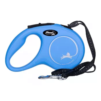 Automatyczna smycz dla psa Flexi New Classic S — linka, 5 m, pojedyncza smycz, niebieski, maks. obciążenie 12 kg