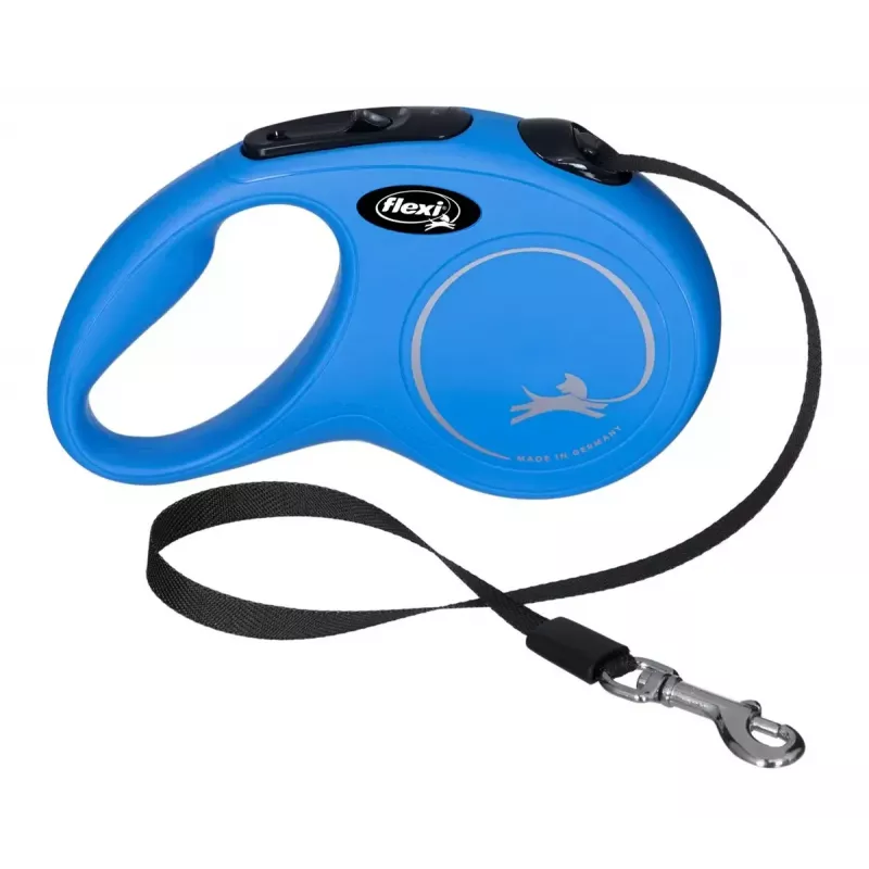 Smycz automatyczna Flexi New Classic S, smycz linkowa, długość 5 m, dla małych psów 5–10 kg, maks. obciążenie 15 kg, niebieska