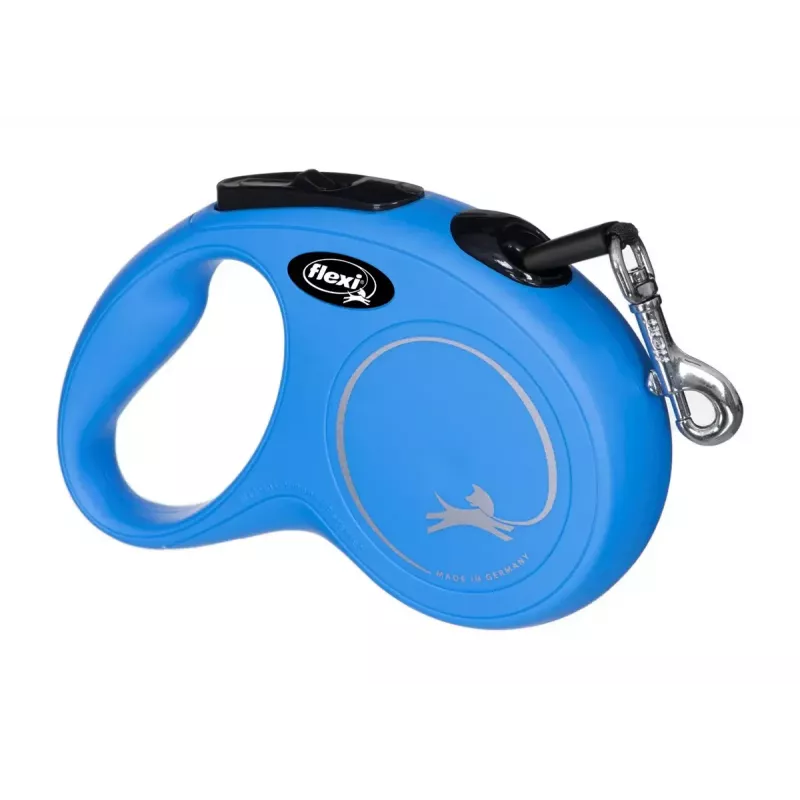 Smycz automatyczna Flexi New Classic S, smycz linkowa, długość 5 m, dla małych psów 5–10 kg, maks. obciążenie 15 kg, niebieska