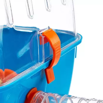 Klatka FERPLAST Combi 2 dla chomika, niebieska przezroczysta, szer. 795 × gł. 295 × wys. 263 mm, technopolimer