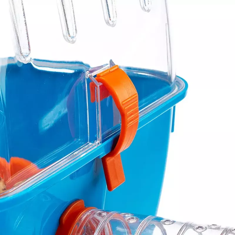 Klatka FERPLAST Combi 2 dla chomika, niebieska przezroczysta, szer. 795 × gł. 295 × wys. 263 mm, technopolimer
