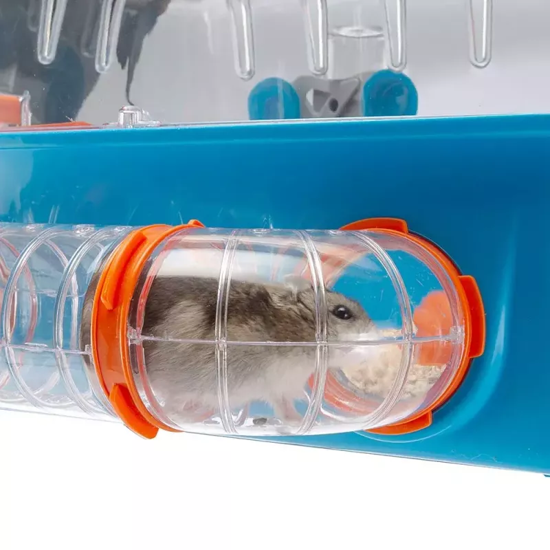Klatka FERPLAST Combi 2 dla chomika, niebieska przezroczysta, szer. 795 × gł. 295 × wys. 263 mm, technopolimer