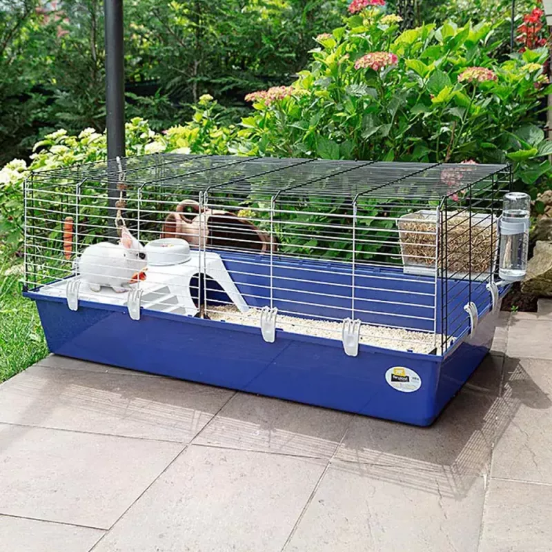 Klatka FERPLAST Rabbit 120 niebieski — metalowo-plastikowa klatka dla królików 1180×585×495 mm, dla królików 5–9,9 kg