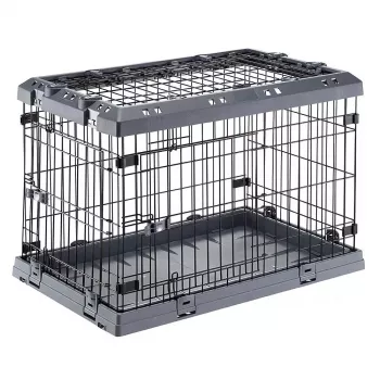 Twardy transporter dla psa FERPLAST Superior 770×510×550 mm — klatka metalowo-plastikowa dla małych psów 5–9,9 kg, czarny