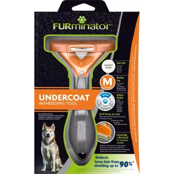 Szczotka do usuwania podszerstka FURminator FUR151388 dla średnich psów (10–25 kg), krótka sierść, szaro-pomarańczowa