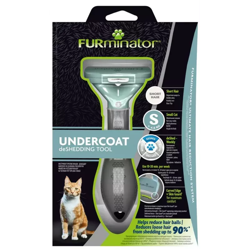 Szczotka dla kota FURminator FUR151296 — mały rozmiar dla długowłosych kotów małych ras, czarna, 200 g