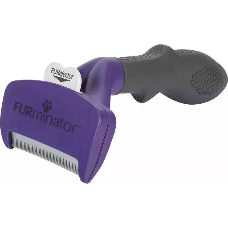 Narzędzie do usuwania podszerstka dla kotów krótkowłosych FURminator M/L z ergonomiczną rączką i krawędzią ze stali nierdzewnej, 270 g